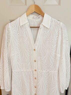 MANGO White Eyelet Sundress (US 8)